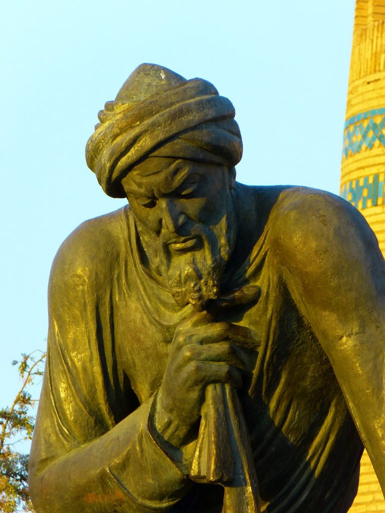 tatue of Muhammad ibn Musa al-Khwarizmi - the term algorithm was named after him